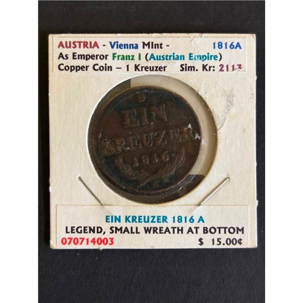1816 AUSTRIAN COIN