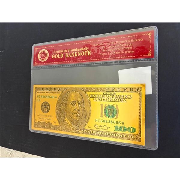 REPLICA 100 DOLLAR US BILL - SAYS 24 KT GOLD BUT NO GUARANTEES