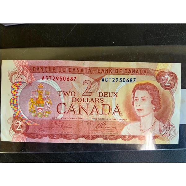 1974 CANADIAN 2 DOLLAR BILL