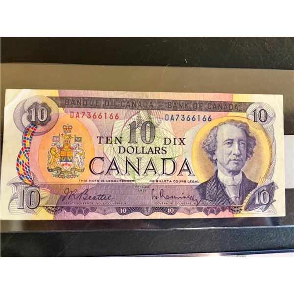 1971 CANADIAN 10 DOLLAR BILL