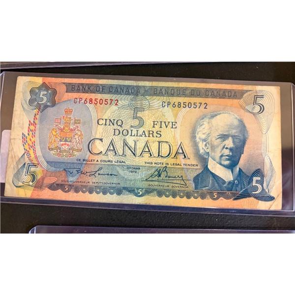 1972 CANADIAN 5 DOLLAR BILL