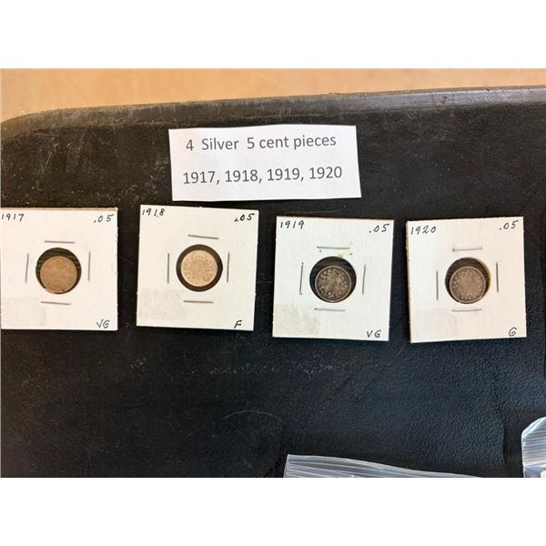 4 SILVER 5 CENT PIECES