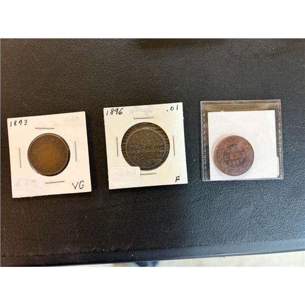 3 LARGE 1 CENT PIECES - 1893,96,97