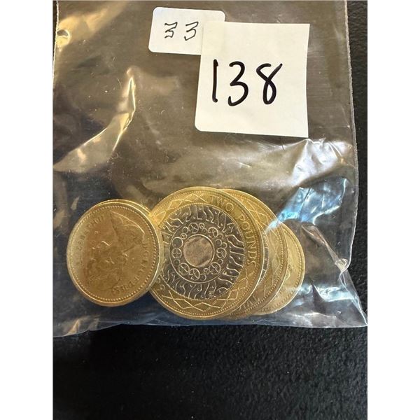3 BRITISH 1 POUND COINS AND 2 BRITISH 2 POUND COINS
