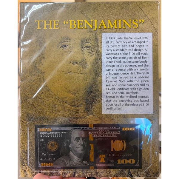 BENJAMIN FRANKLIN REPLICA 100 DOLLAR BILL