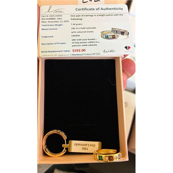18 KT ORO LAMINADO WOMENS EARRINGS - SEE PICTURE FOR FURTHER INFO