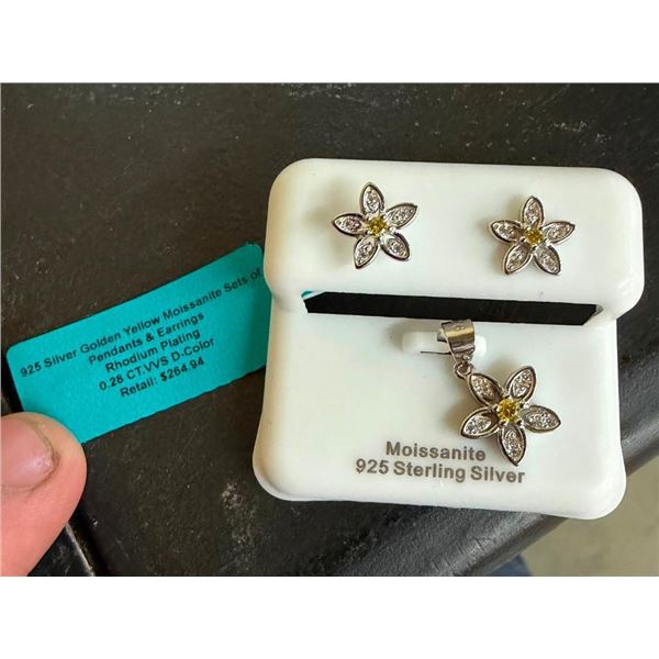 925 SILVER MOISSANITE EARRINGS AND PENDANT FOR NECKLACE - SEE PICTURE FOR FURTHER INFO