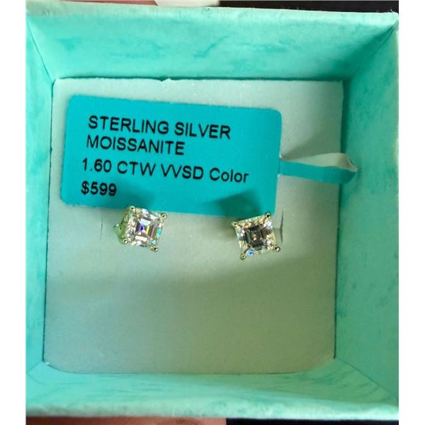 SET OF STERLING SILVER MOISSANITE EARRINGS - SEE PICTURE FOR FURTHER INFO
