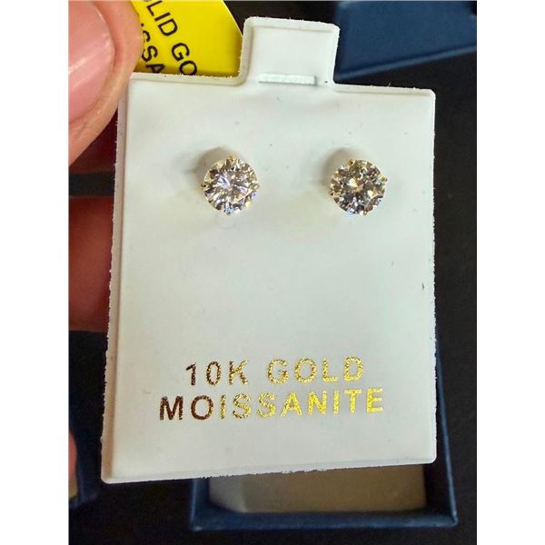 SET OF 10 K SOLID GOLD MOISSANITE EARRINGS - SEE PICTURE FOR FURTHER INFO