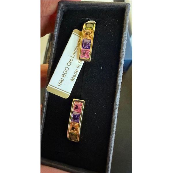 SET OF 18 KT GOLD OVERLAY WOMENS EARRINGS