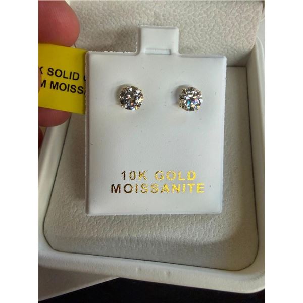 SET OF 10 K SOLID GOLD MOISSANITE EARRINGS - SEE PICTURE FOR FURTHER INFO