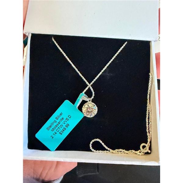 STERLING SILVER MOISSANITE NECKLACE WITH PENDANT - SEE PICTURE FOR FURTHER INFO