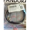 Image 1 : PANDORA BLACK LEATHER BRACELET WITH STERLING SILVER CHARM