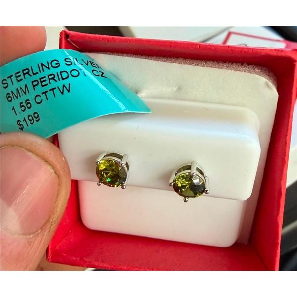 SET OF STERLING SILVER PERIDOT EARRINGS- SEE PICTURE FOR FURTHER INFO