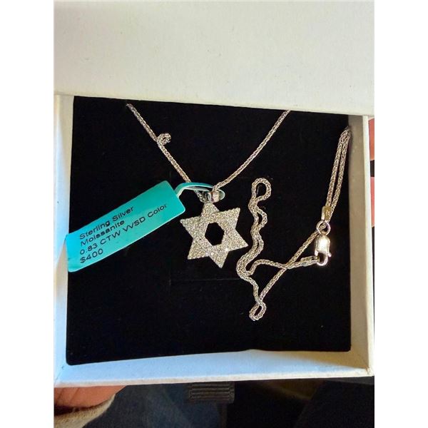 STERLING SILVER MOISSANITE NECKLACE WITH PENDANT - SEE PICTURE FOR FURTHER INFO