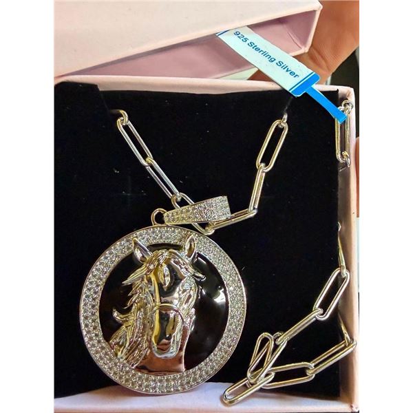 925 STERLING SILVER NECKLACE WITH HORSE PENDANT