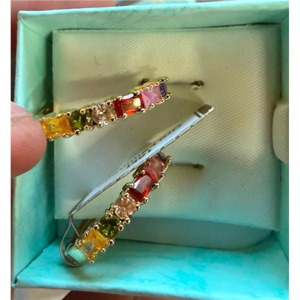 SET OF 18 KT GOLD OVERLAY DECORATIVE STONE EARRINGS