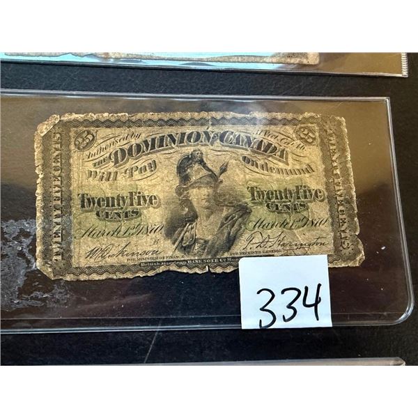 DOMINION OF CANADA 25 CENT BILL