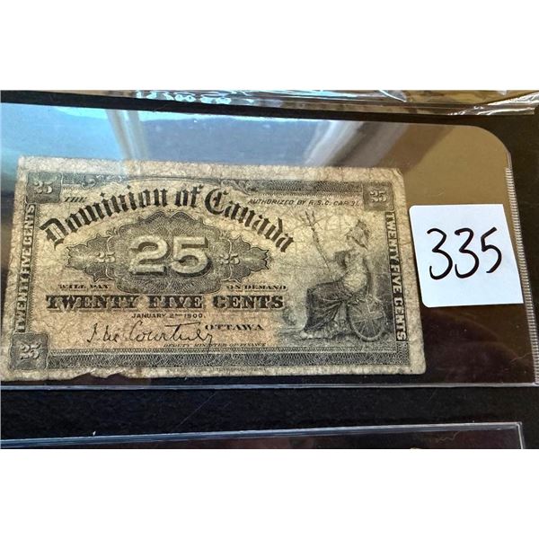 DOMINION OF CANADA 1900 25 CENT BILL