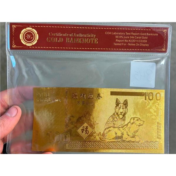 REPLICA BANK NOTE - SAYS IT IS GOLD BUT NO GUARANTEES