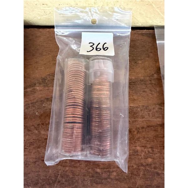 ROLL OF 1962 CANADIAN PENNIES AND 3/4 ROLL OF ASSORTED CANADIAN PENNIES