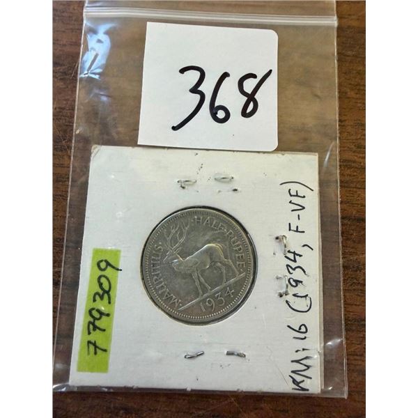 1934 GEORGE KING MAURITIUS - HALF RUPEE