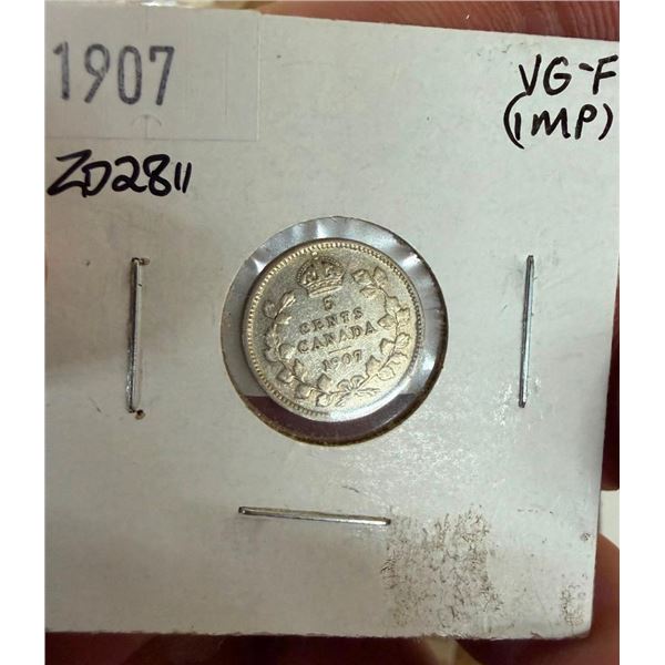 1907 CANADIAN 5 CENT