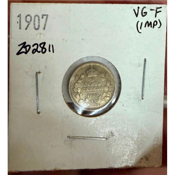 1907 CANADIAN 5 CENT