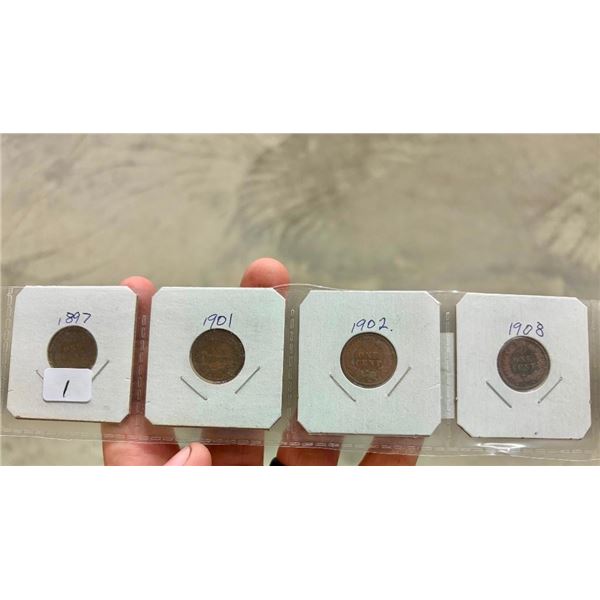 4 US INDIAN HEAD PENNIES