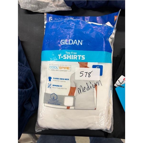 6-PACK OF MENS MEDIUM WHITE T-SHIRTS