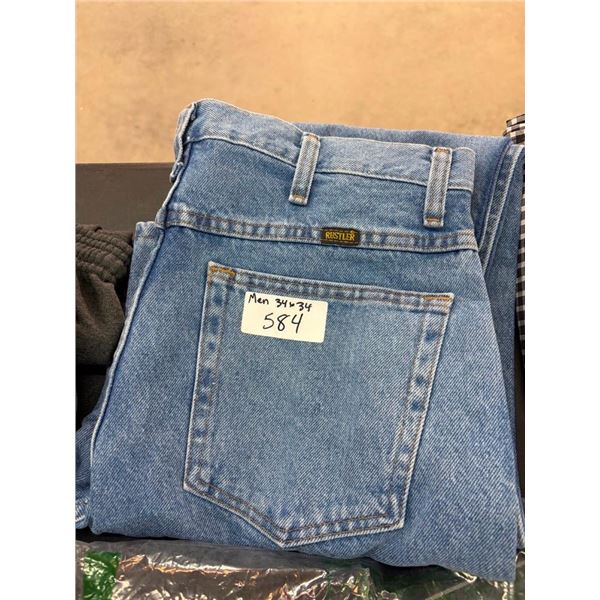 MENS SIZE 34X34 RUSTLER JEANS