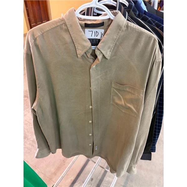 SIZE LARGE POLYESTER BUTTON-UP SHIRT