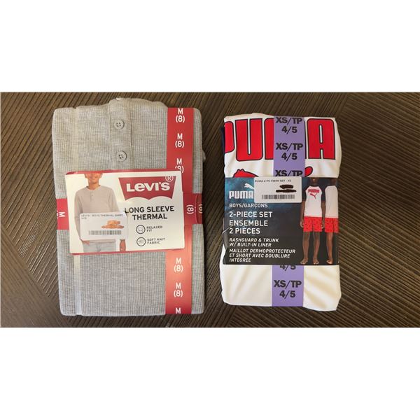 Brand New - Brand New – Levi’s Boys’ Thermal Shirt M (8) & PUMA Swimwear 