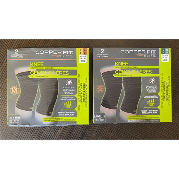 Brand New - Brand New – Copper Fit Elite Knee Compression Sleeves Lot – S/M & L/XL