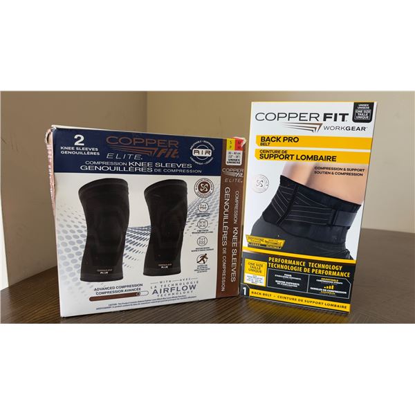 Brand New - Brand New – Copper Fit Elite Air Knee Sleeves S/M & WorkGear Back Pro Belt Lot 