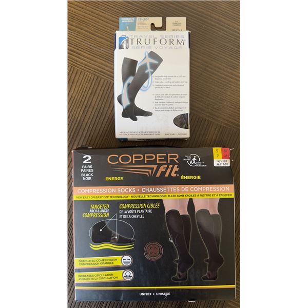 Brand New - Brand New – Truform Travel & Copper Fit Compression Socks Lot – Large 