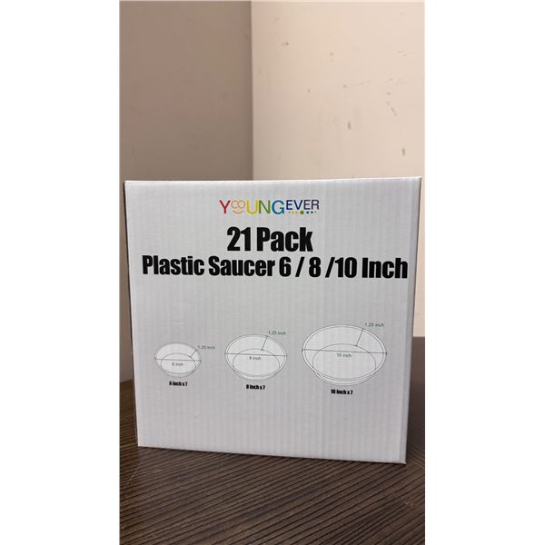 Brand New - Brand New – Youngever 21-Pack Clear Plastic Plant Saucers – 6, 8 & 10 