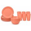 Image 1 : Brand New - Brand New – Youngever 18-Piece Plastic Dinnerware Set for 6 – Peach