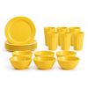 Image 1 : Brand New - Brand New – Youngever 18-Piece Plastic Dinnerware Set for 6 – Yellow
