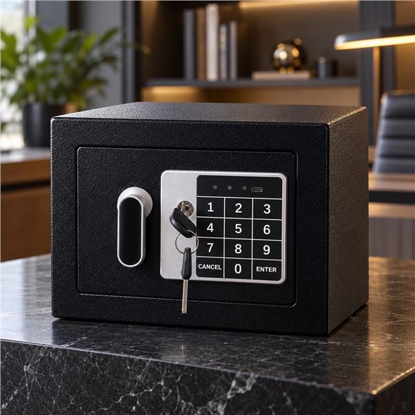 Brand New - Brand New Digital Security Safe with Keypad & Backup Keys – Black
