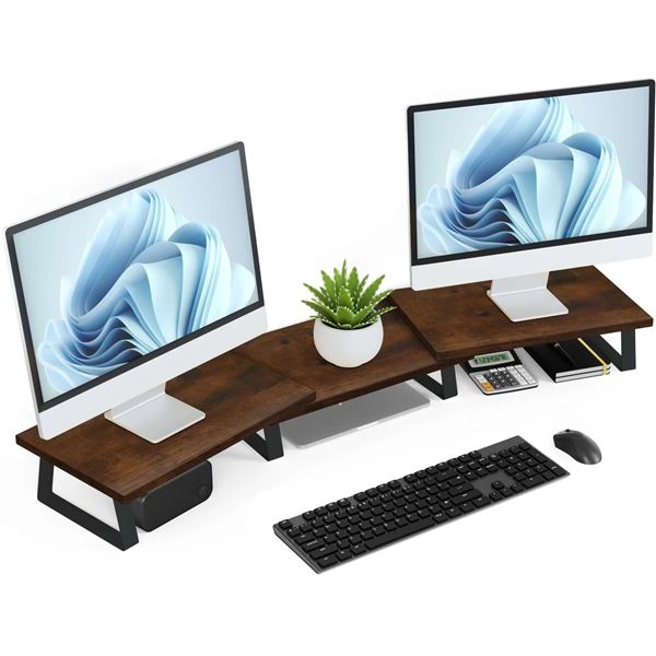 Brand New - Brand New – Aothia 43-Inch Large Dual Monitor Stand – Oak. Estimated r