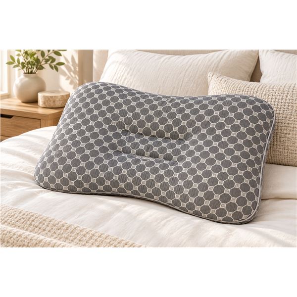 Brand New - Brand New – 9h Good Sleep Contoured Bed Pillows – Grey – 48 ×