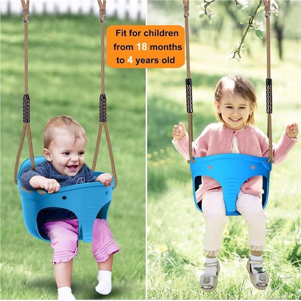 Brand New - Brand New – BeneLabel Elephant High-Back Toddler Swing Seat – Blue