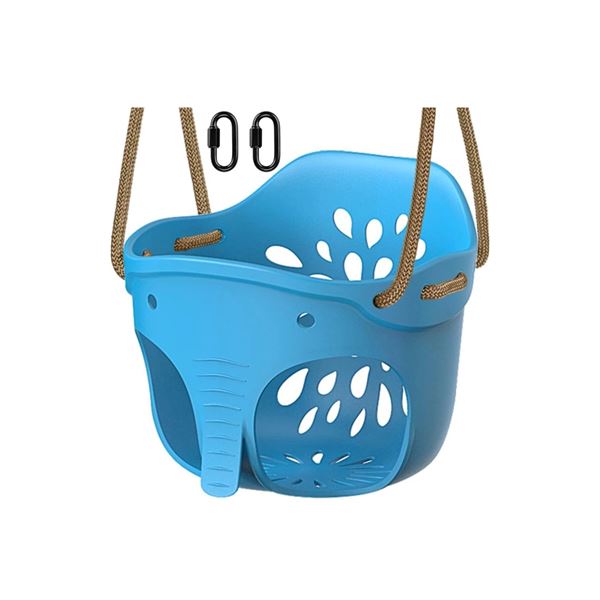 Brand New - Brand New – BeneLabel Elephant High-Back Toddler Swing Seat – Blue