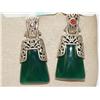 Image 1 : Jadeite Sterling Earrings with Garnets