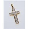 White Gemstones Princess Cut Cross Pendant