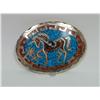 Turquoise & Coral Horse Design Cowboy Buckle