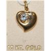 10k Yellow Gold Heart Pendant 1ctw CZ Stone