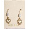 14k Gold Pearl Heart Earrings