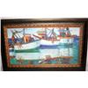 Oil Painting On Board, Of Boats 26" x 14"